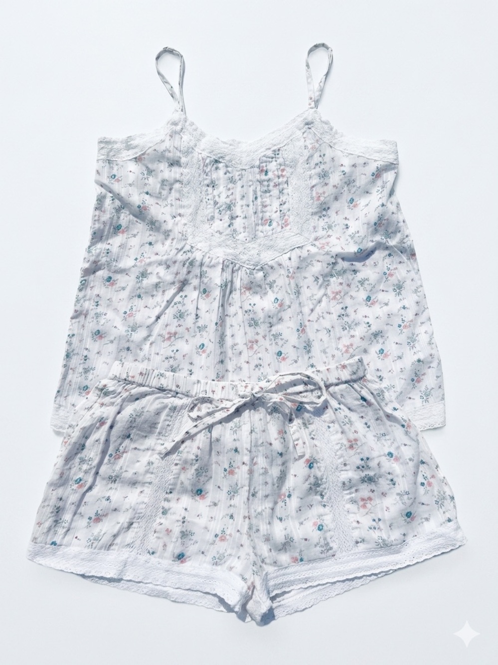 Joie Ditsy Floral Pointelle Loungewear Cami Short Set S